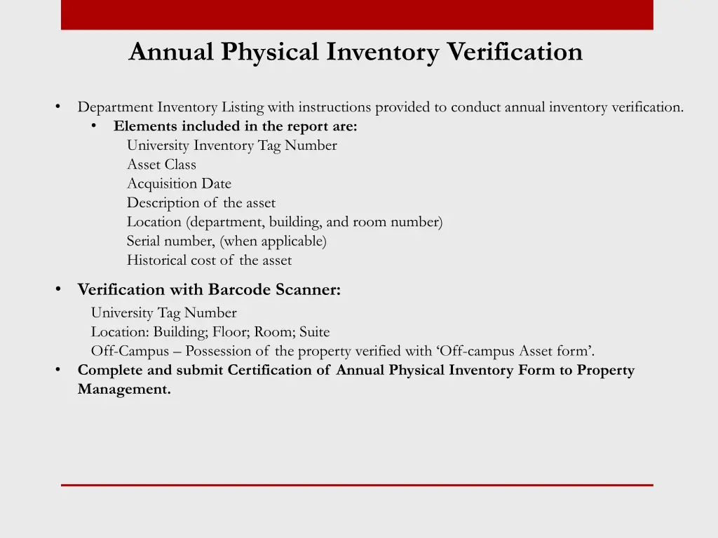 annual physical inventory verification