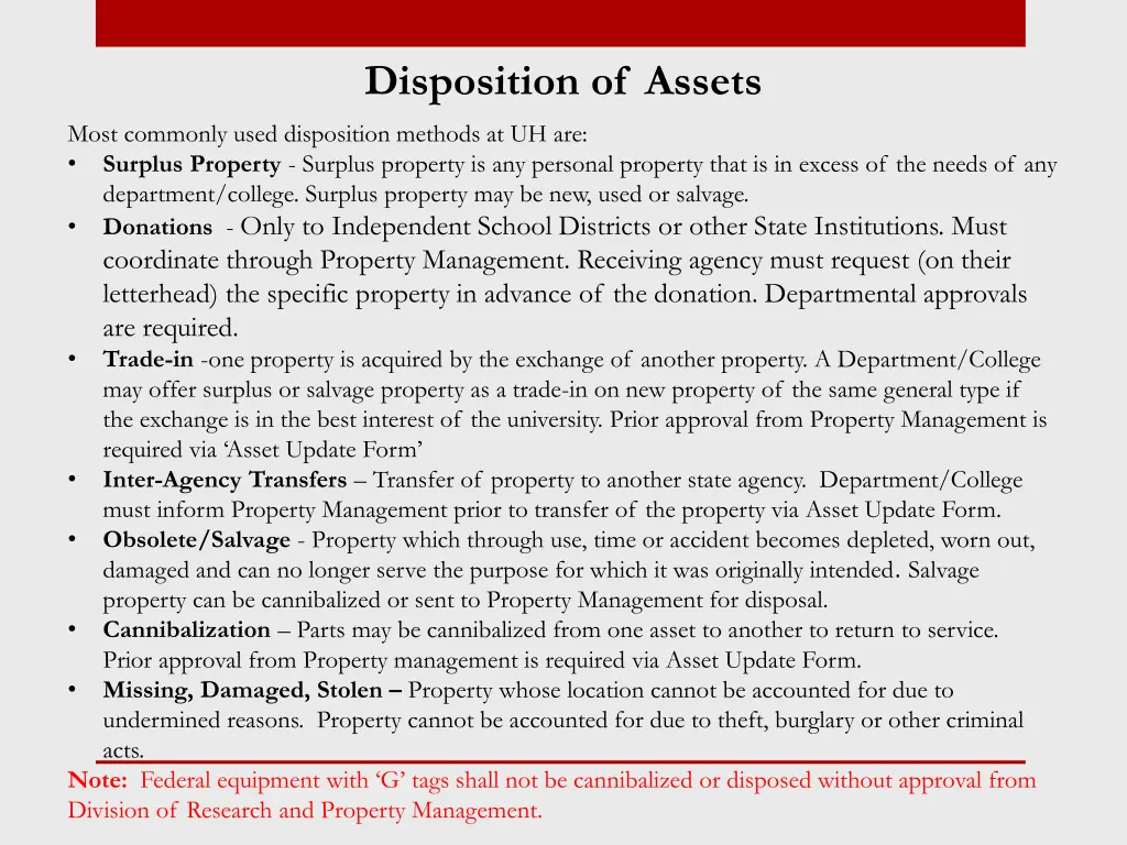 disposition of assets
