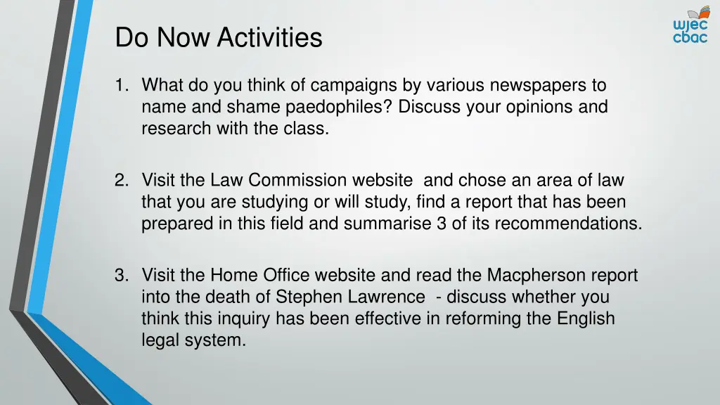 do now activities