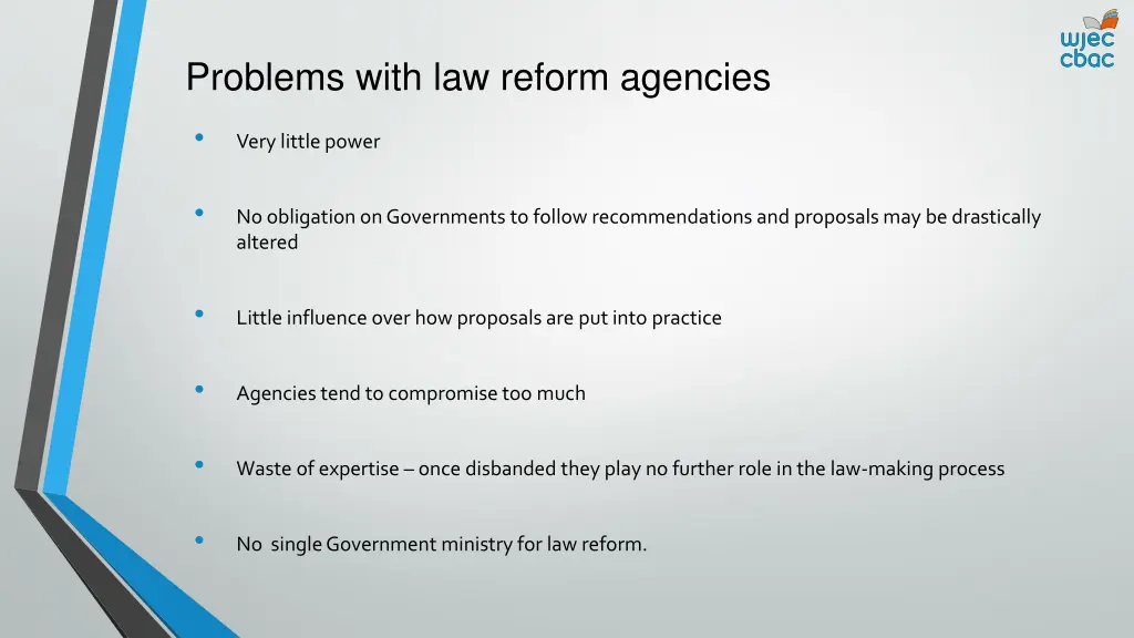 problems with law reform agencies