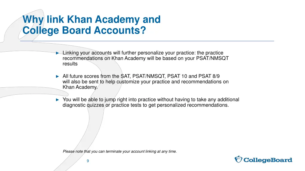 why link khan academy and college board accounts