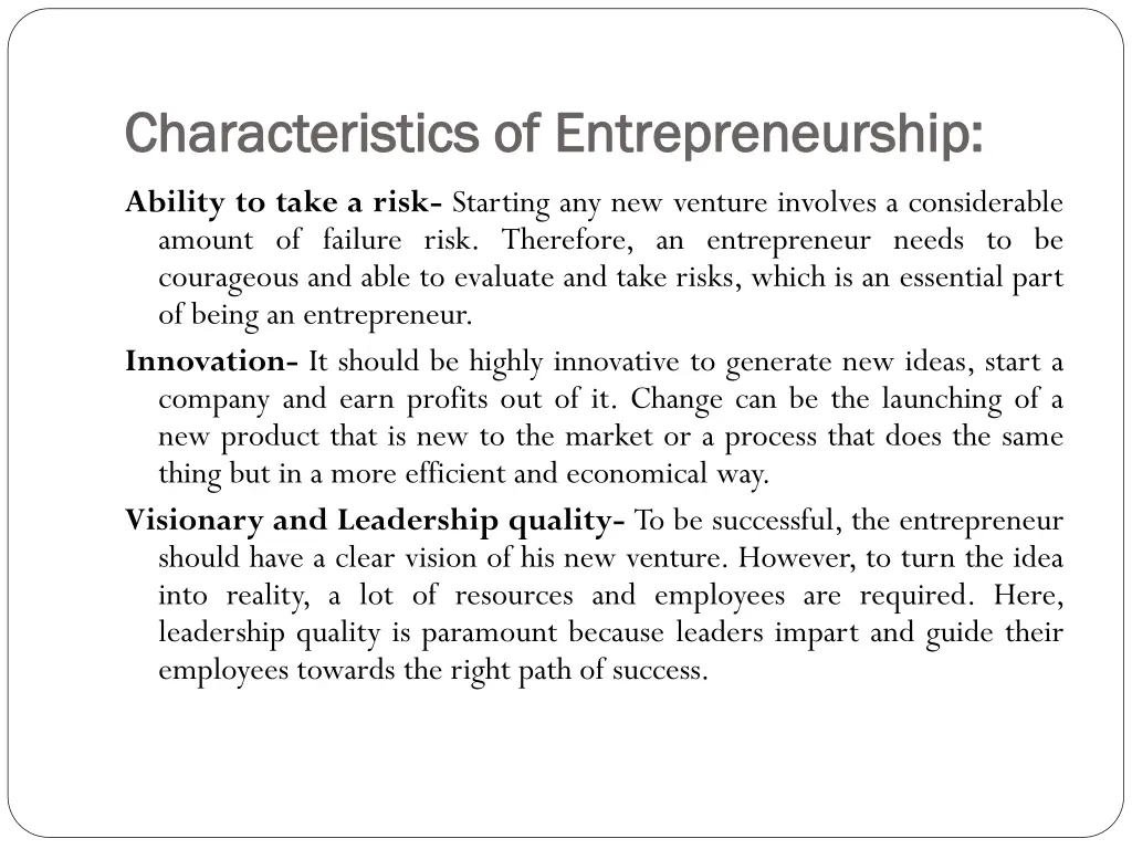 characteristics of entrepreneurship 2