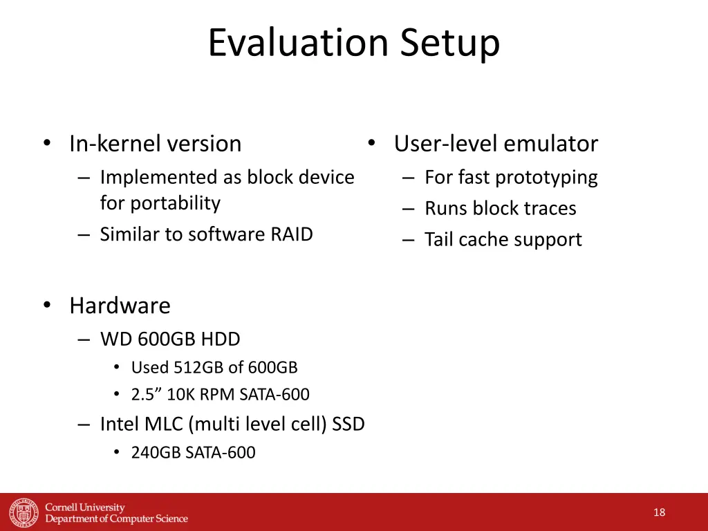 evaluation setup