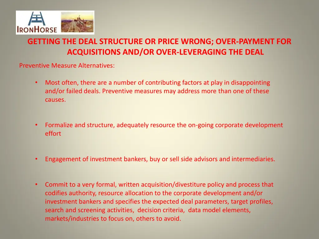 getting the deal structure or price wrong over 3