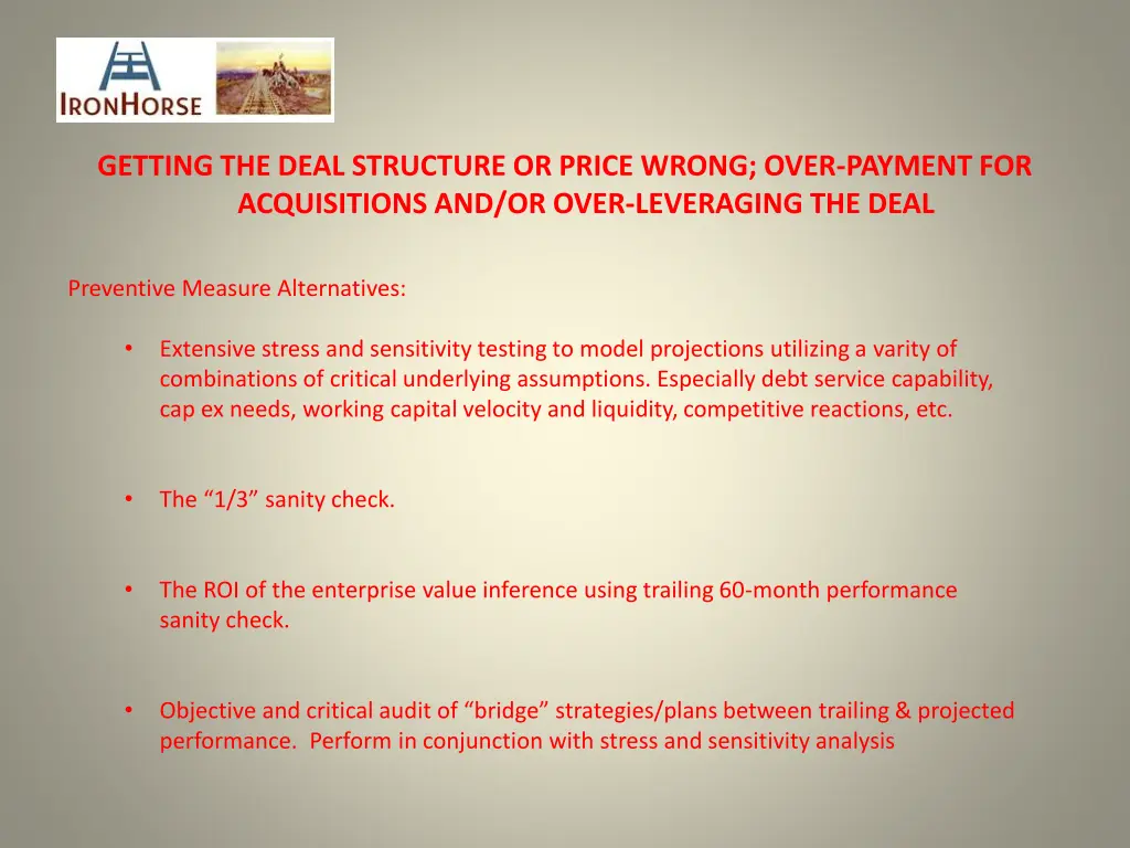 getting the deal structure or price wrong over 4