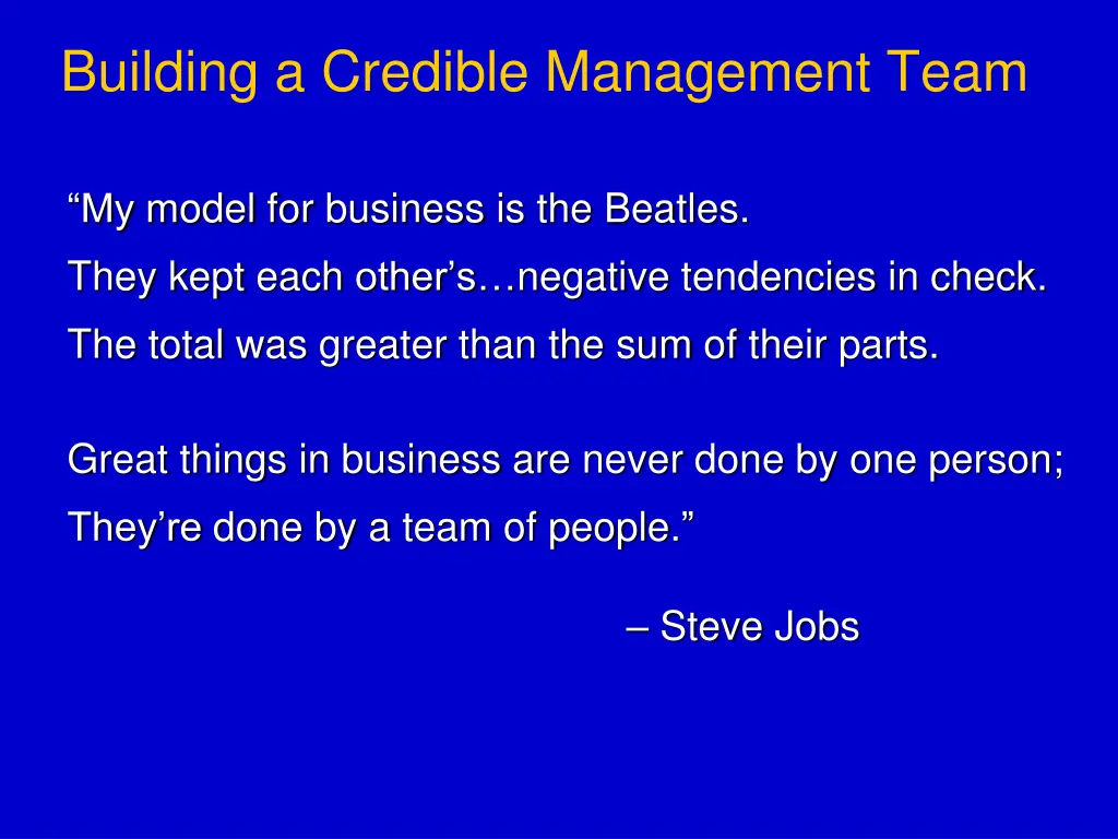building a credible management team