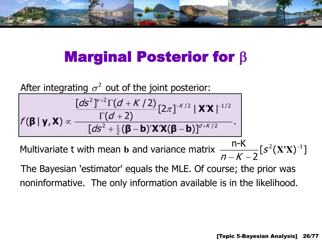 marginal posterior for marginal posterior for