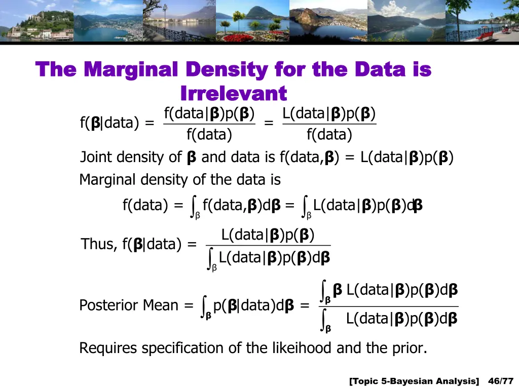 the marginal density for the data is the marginal