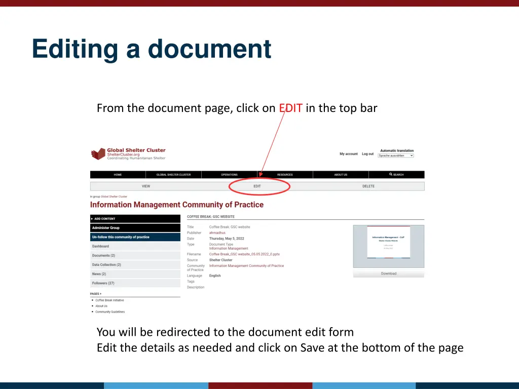editing a document