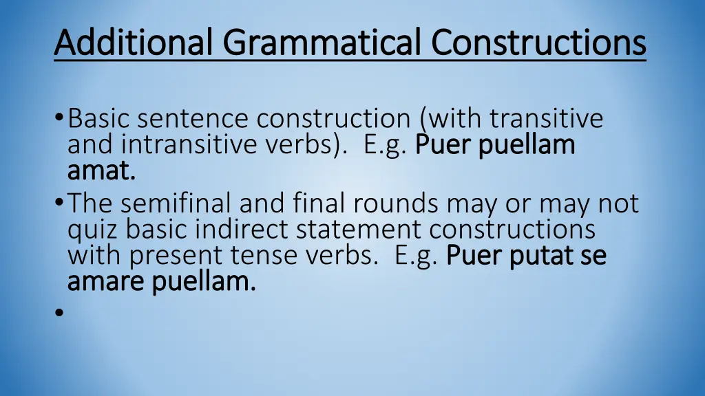 additional grammatical constructions additional