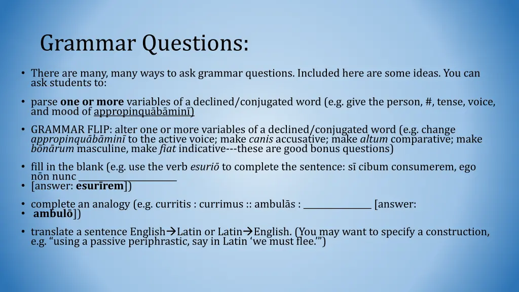 grammar questions