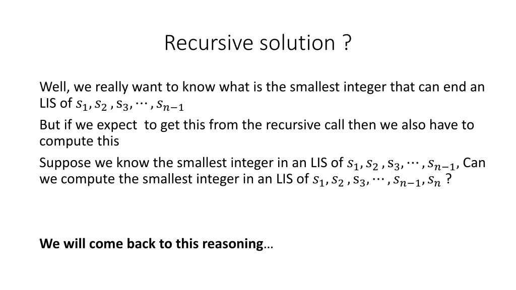 recursive solution 1