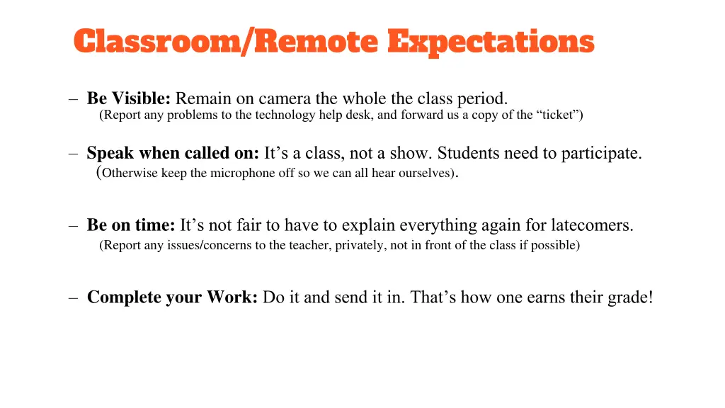 classroom remote expectations