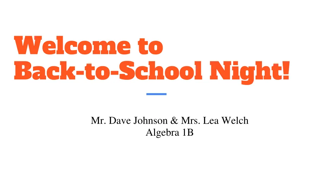welcome to back to school night