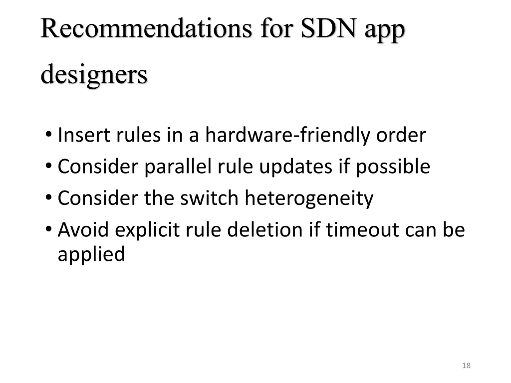 recommendations for sdn app designers