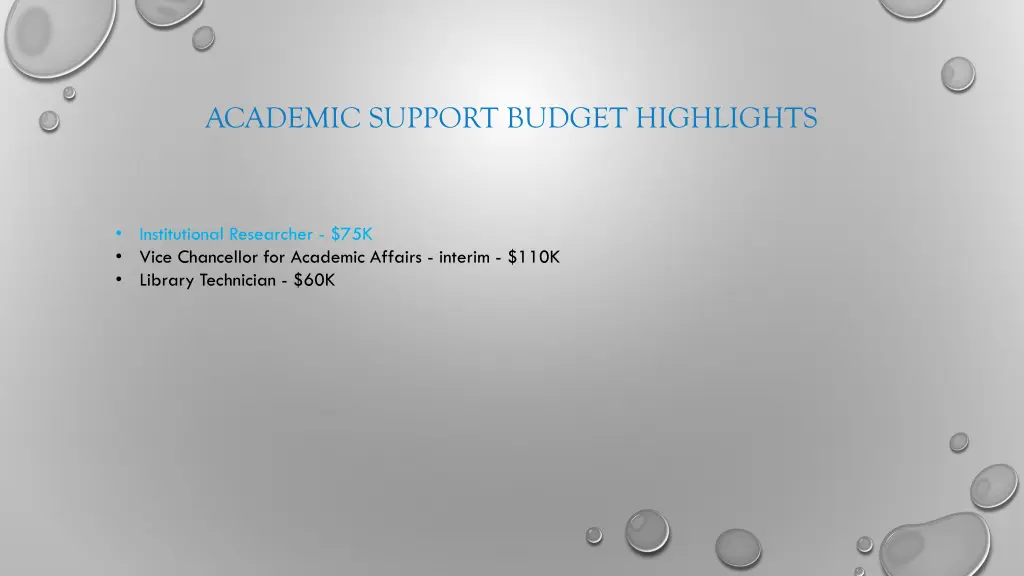 academic support budget highlights