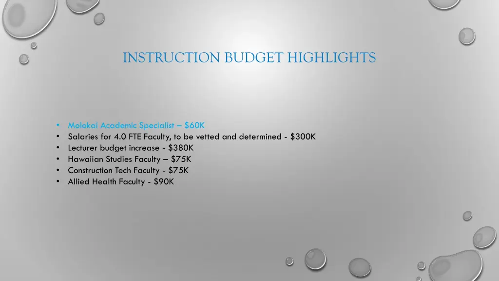 instruction budget highlights