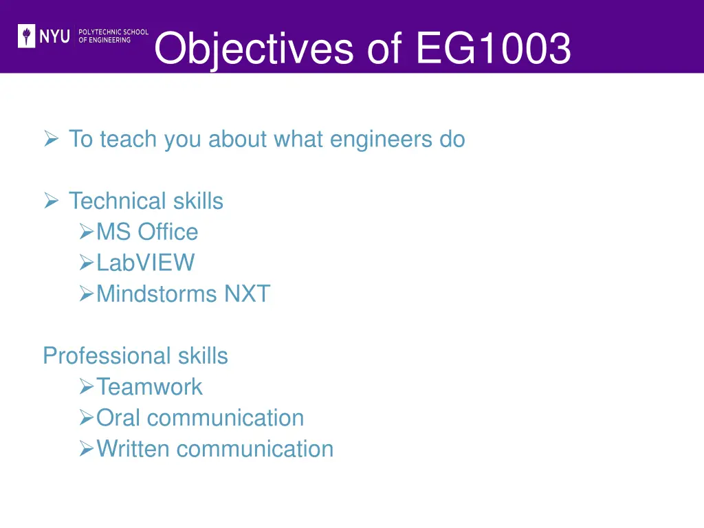 objectives of eg1003