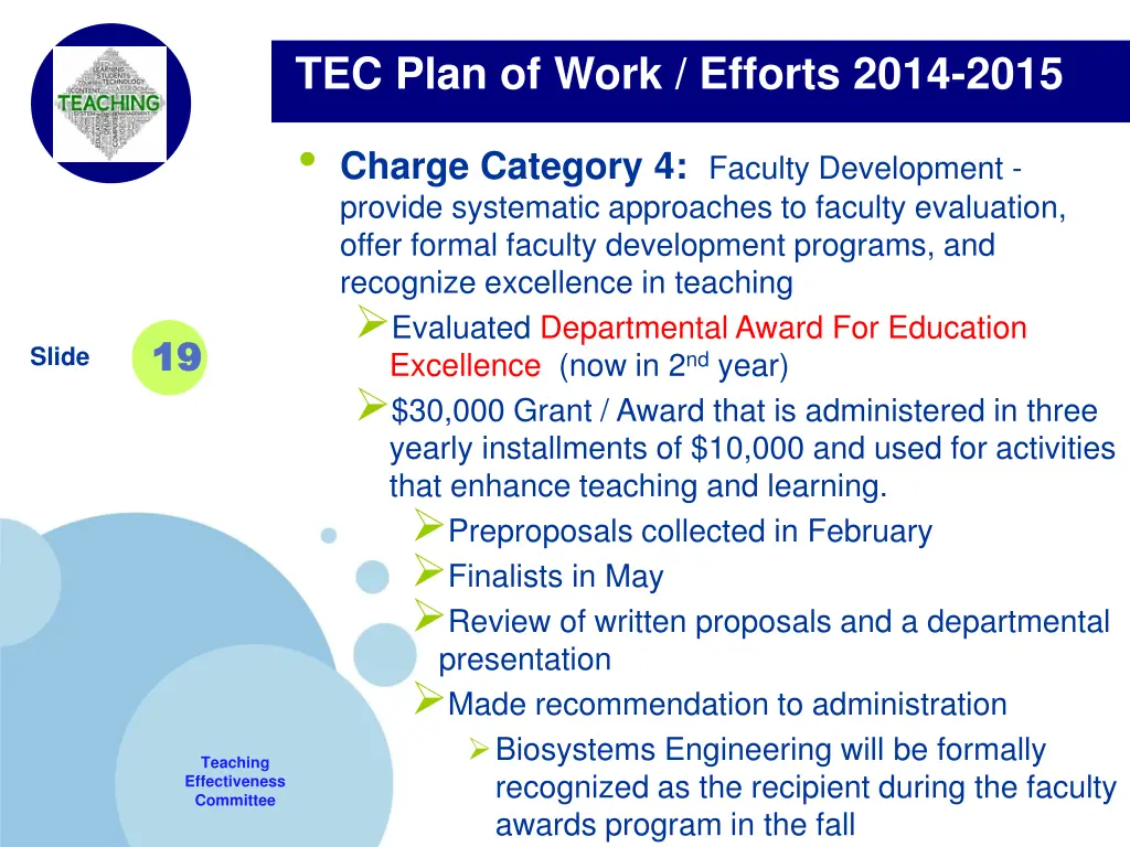 tec plan of work efforts 2014 2015 2
