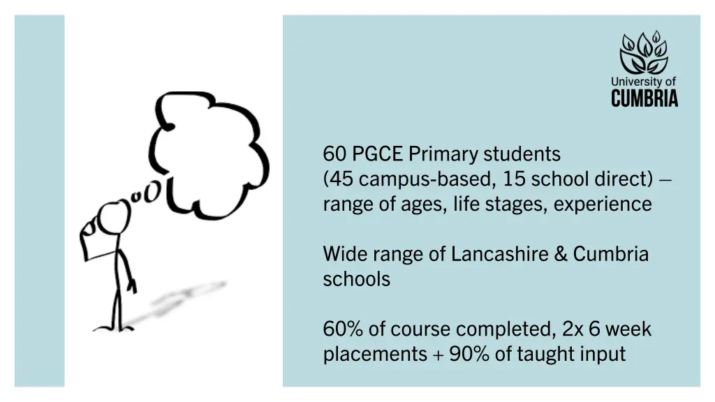 60 pgce primary students 45 campus based