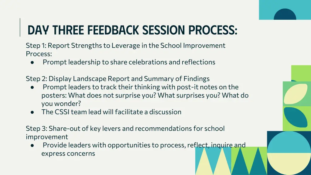 day three feedback session process