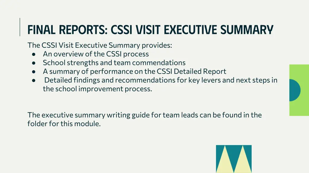 final reports cssi visit executive summary