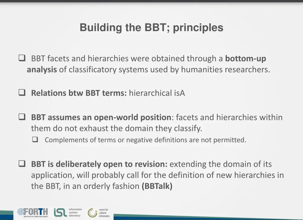 building the bbt principles