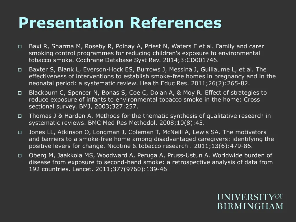 presentation references