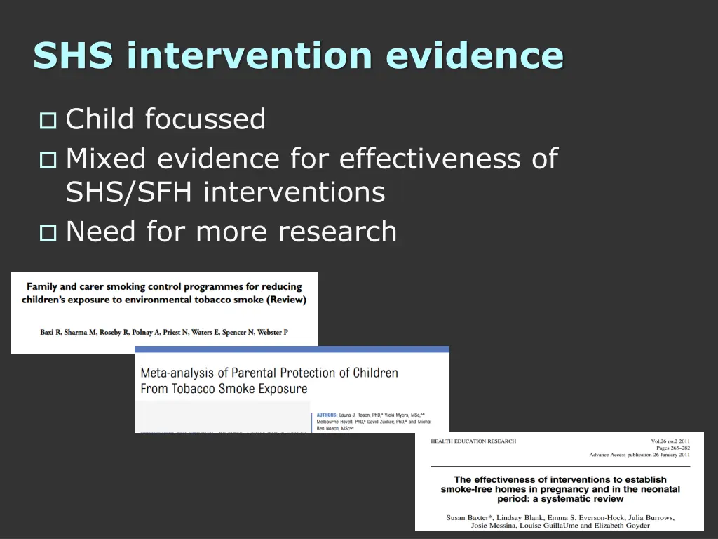 shs intervention evidence