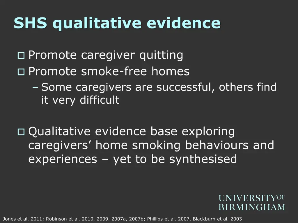 shs qualitative evidence