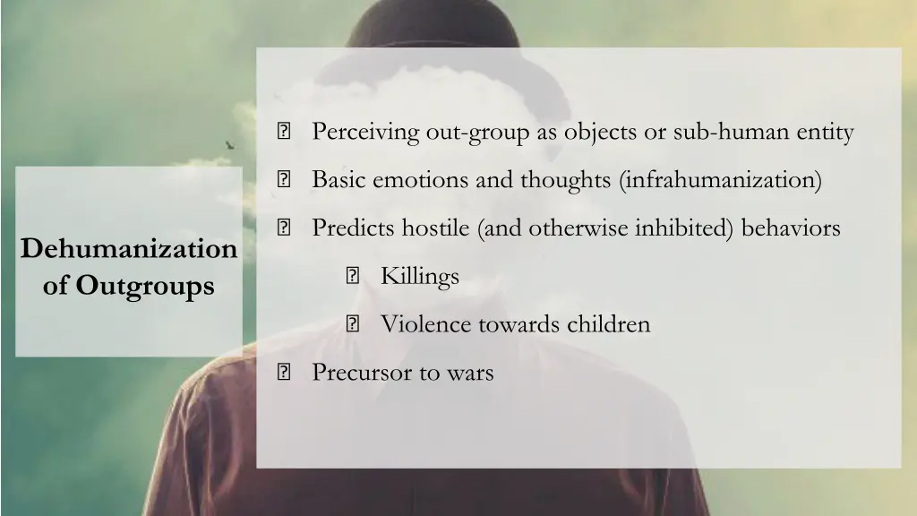 perceiving out group as objects or sub human