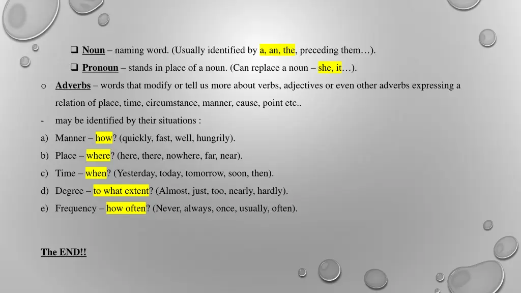 noun naming word usually identified