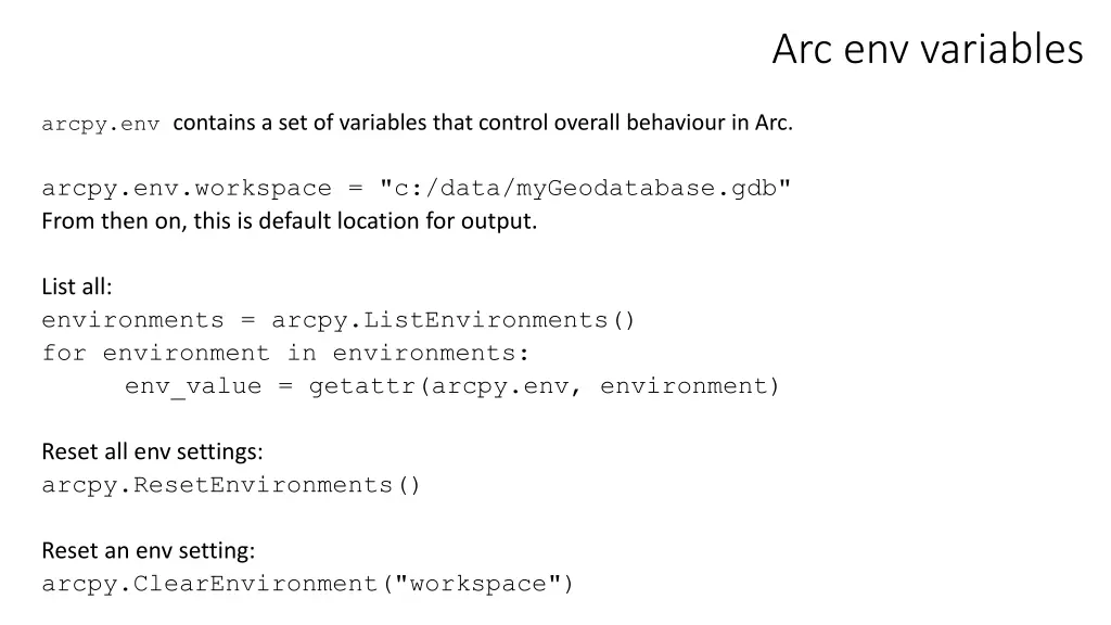 arc env variables