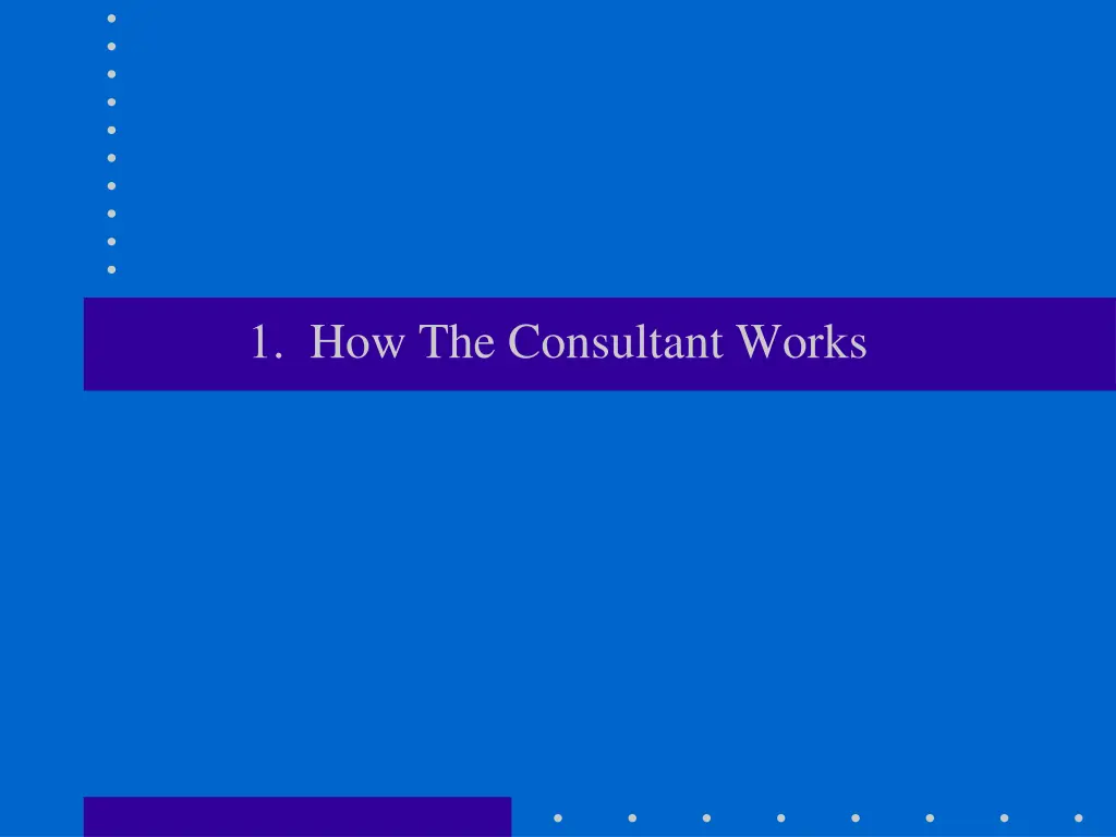 1 how the consultant works