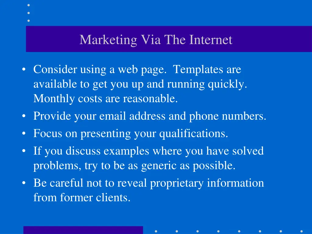 marketing via the internet