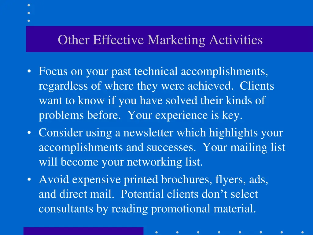 other effective marketing activities