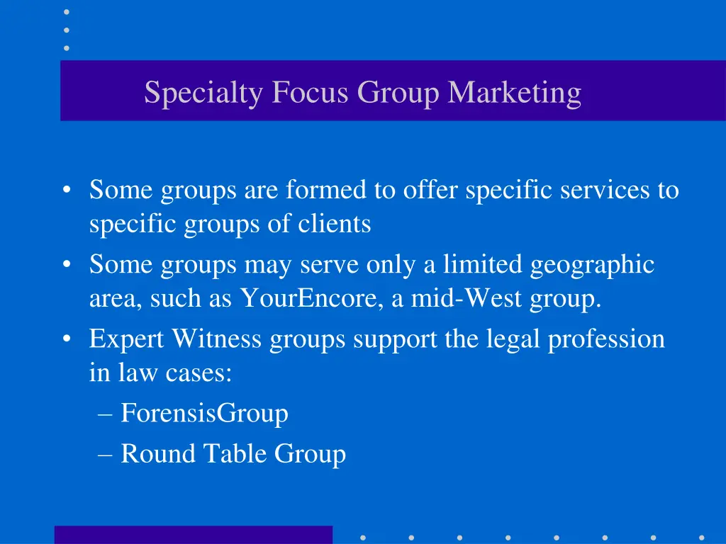 specialty focus group marketing