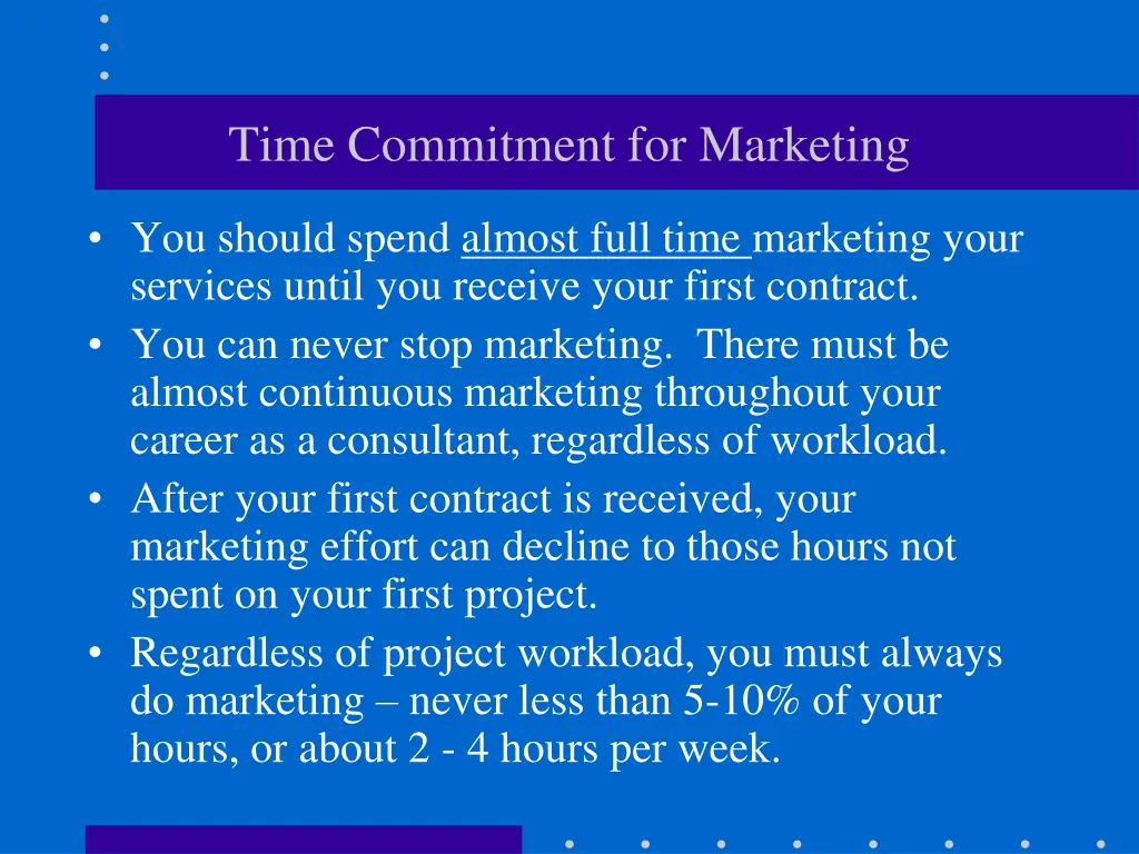 time commitment for marketing