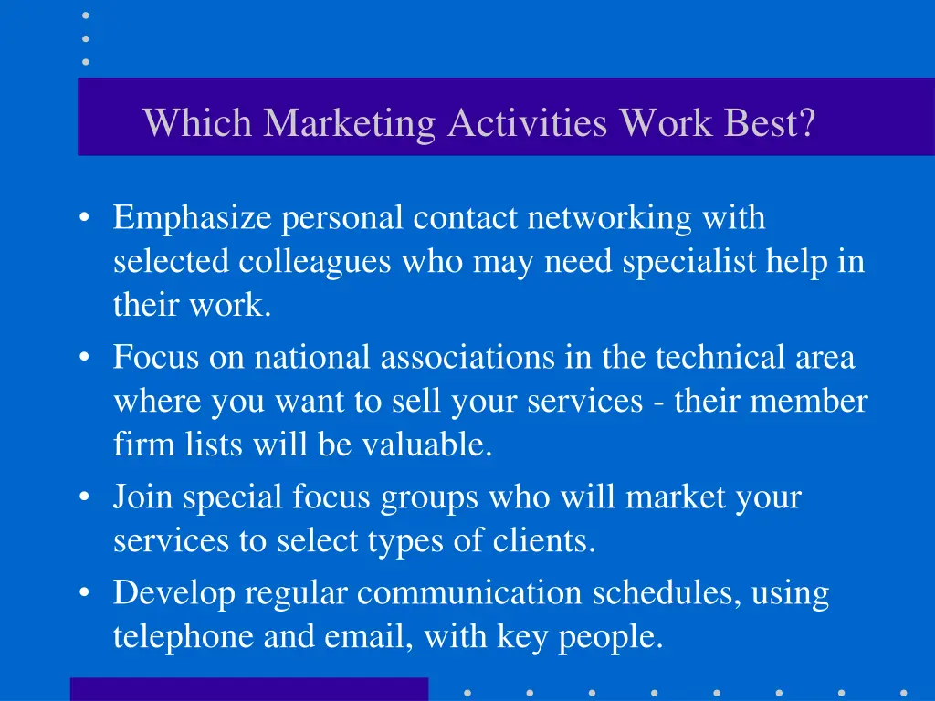 which marketing activities work best