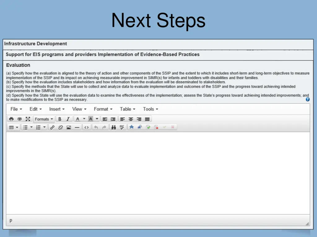 next steps