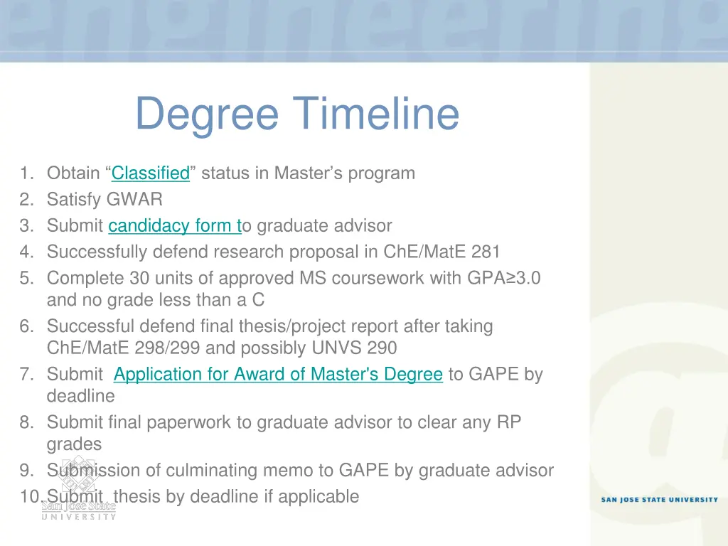 degree timeline