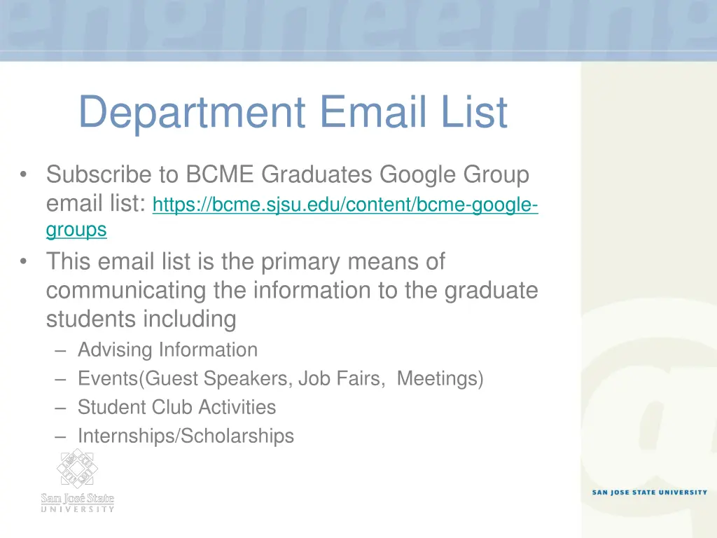 department email list