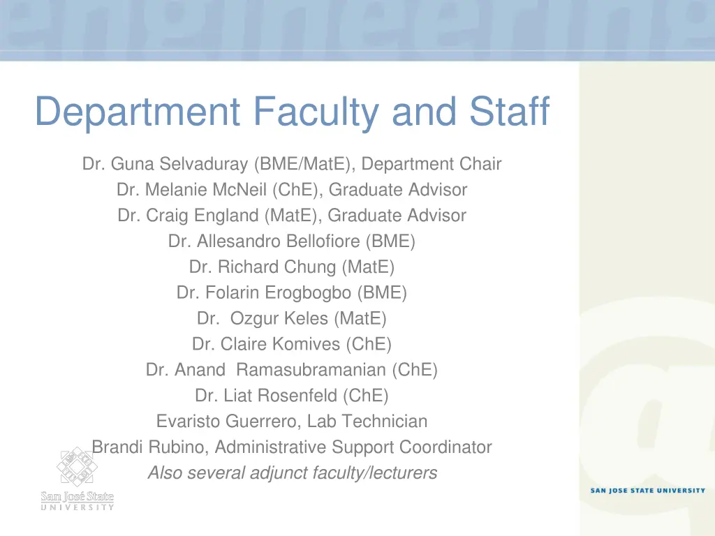 department faculty and staff