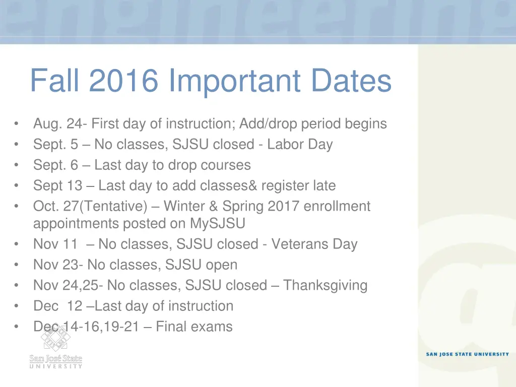fall 2016 important dates
