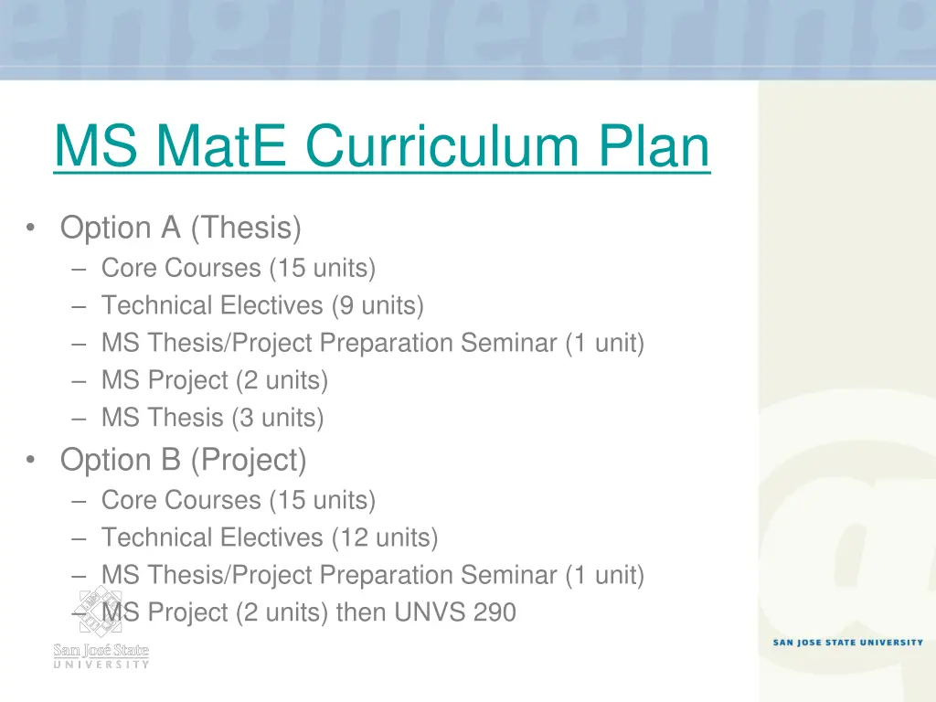 ms mate curriculum plan