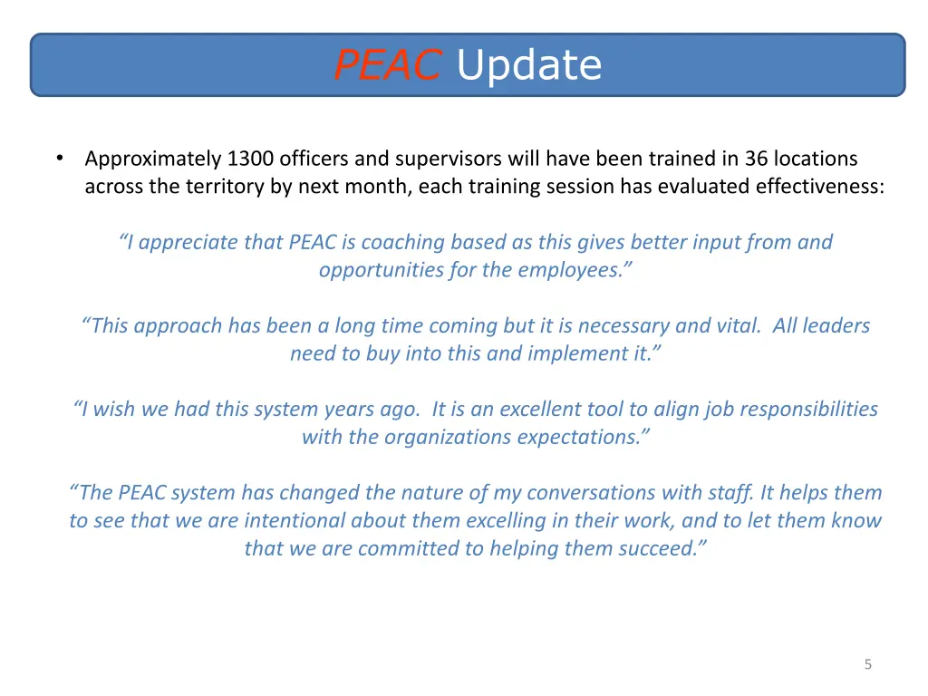 peac update