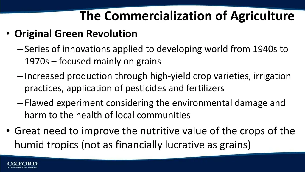 the commercialization of agriculture 1