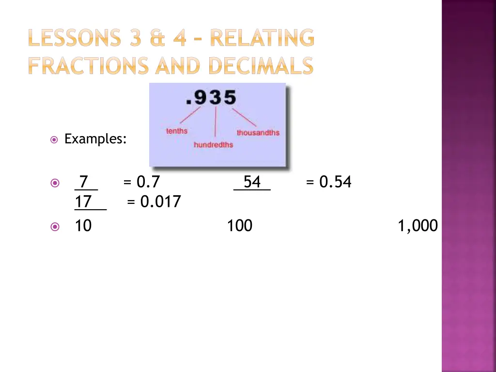 lessons 3 4 relating fractions and decimals