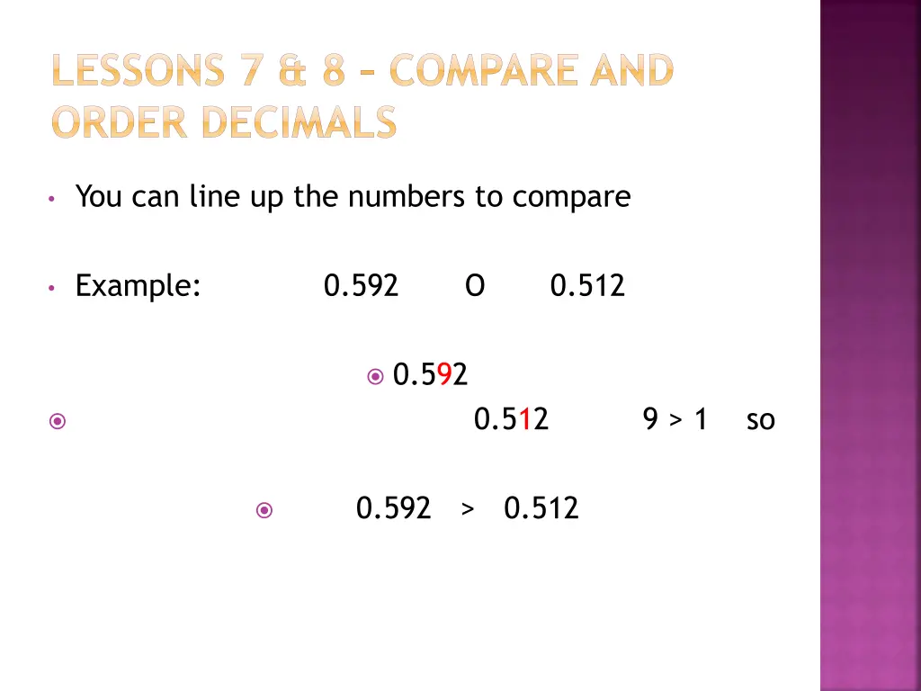 lessons 7 8 compare and order decimals