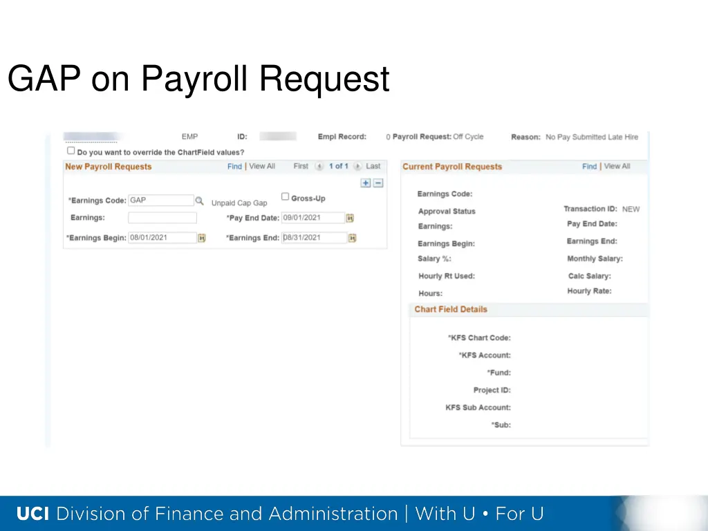 gap on payroll request